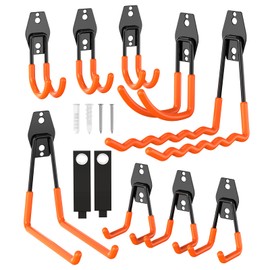 Veferdo Heavy Duty Garage Hooks 11 Pack, Garage Storage Hooks with Non-Slip PVC Coating, Utility Steel Wall Mount Hook for Bike, Ladder, Tools, Hose & Garage Organization