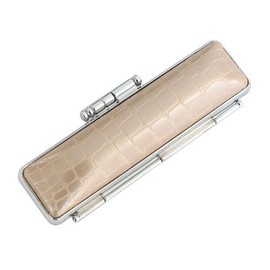 印鑑ケース シルバー枠 ＳＴニュークロコケース ベージュ （10.5ｍｍ～12ｍｍ） 朱肉付き 認印 銀行印 用 (ベージュ)