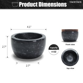 YACEYACE Black Marble Salt Bowl with Lid, 4oz Salt Cellar for kitchen, Small Salt and Pepper Bowls, Black Modern Salt Container for Countertop