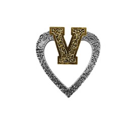 Creative Pewter Designs Gold Plated V Letter Heart Pin LG022