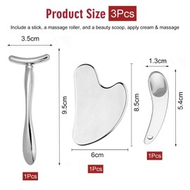 3 Stück Gesichtsmassagegerät, Edelstahl-Massagegerät, Gesichtspflege-Zubehör, Handmassage-Werkzeuge