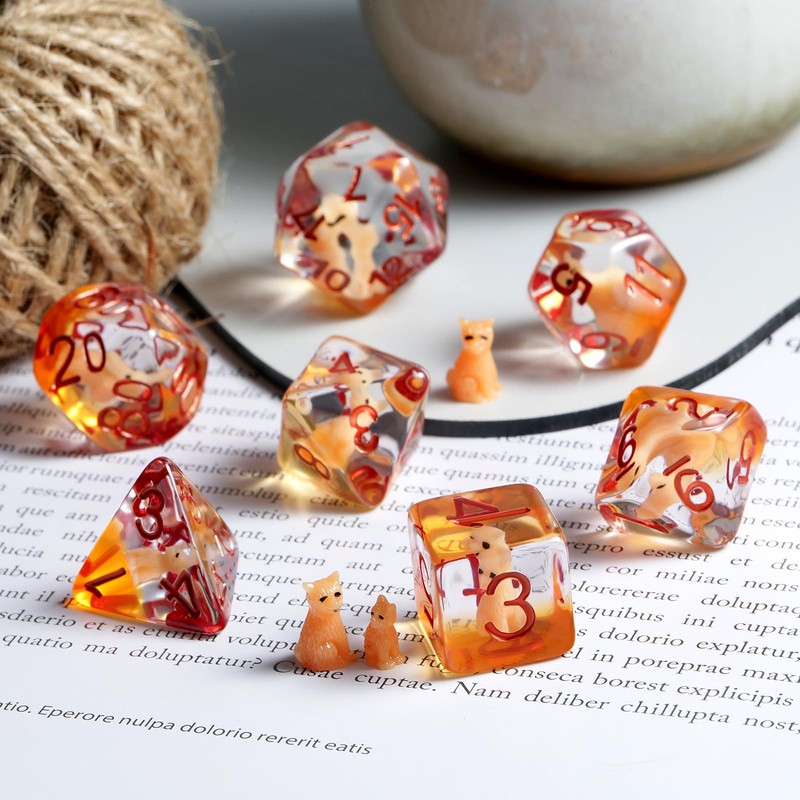 Fox Dice Set D&D, DNDND 7 pcs Resin D&D Die