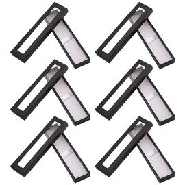 FSSTUD 6 Pieces Empty Pen Gift Box, Single Ballpoint Pen Case, Pencil Gift Boxes, Transparent Pen Packaging, Case, Long Bracelet, Necklace, Box with Cushion, Black, 17.5 x 4.3 x 2, black