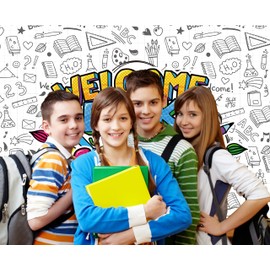 LTDKAEN Welcome Back to School Backdrop White Homecoming Photography First Day of School Kindergarten Backdrop Blackboard Pencil Book Decoration Photo Props(7×5FT)