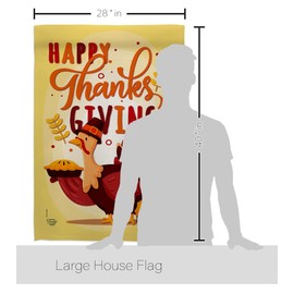 Ornament Collection Happy Thanksgiving House Flag Set Fall Turkey Give Thanks Gobble Pumpkin Season Autumntime Cornucopia Decoration Banner Small Garden Yard Gift Double-Sided, Made in USA