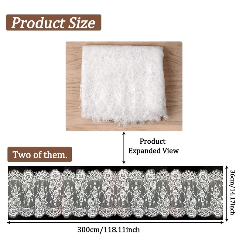 BSITSSS 2 PCS Table Runners, White Lace Table Runner 36