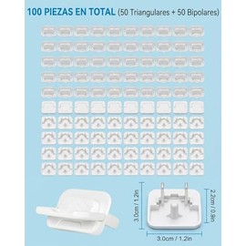 100 Piezas Tapas Para Contactos De Luz, Protectores De Enchufes Para Bebes, Contiene Triángulos y Dos Esquinas, Seguridad Infantil En El Hogar, Abs Du