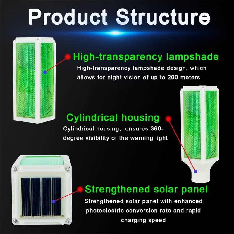 Aolyty Solar Lights Outdoor, Waterproof Driveway Markers Reflective, Warning Flash