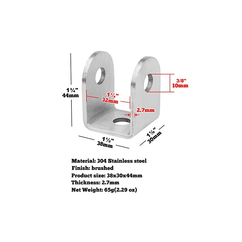 GBGS 10 Pcs U Bracket for 1-1/4" Panels,Bracket Stamped 304
