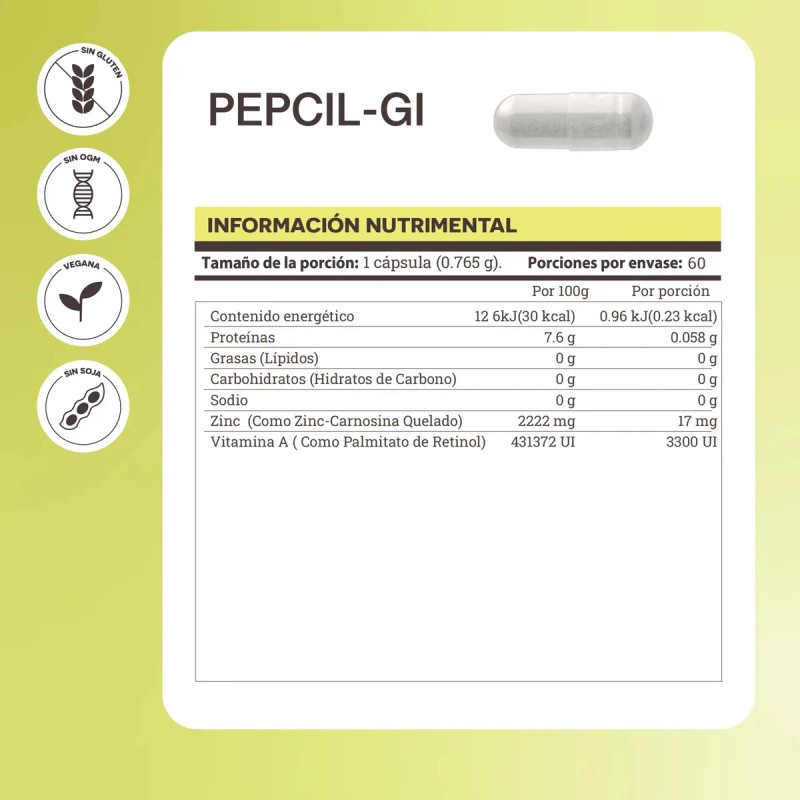 Zinc Carnosina Quelado Cápsulas Pepcil Matter
