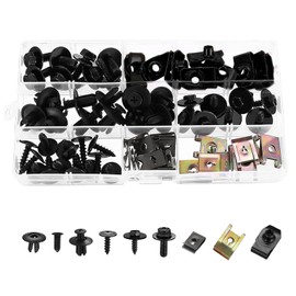 80 Stück Blechmutter Schraube Mutter Clip Kit, Karosserieschrauben mit Muttern Metall U Typ Befestigungsclip, Kotflügelclip Blechmuttern Auto Body Undertray Fender Schrauben für Reparieren Autoteil