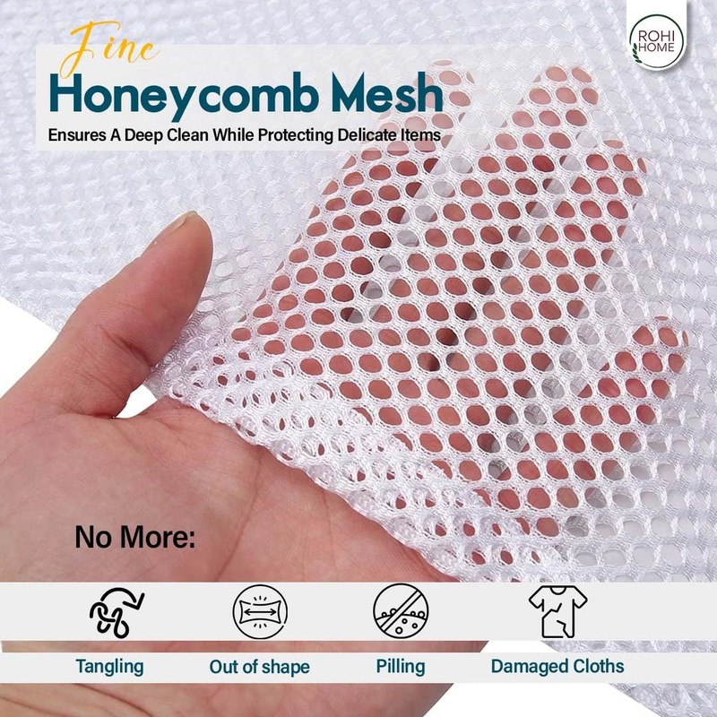 ROHI 8-Pack Mesh Laundry Bags – 4 Large (60x48cm) &