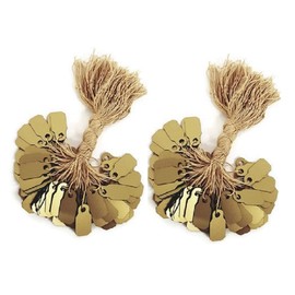 Gold Plastic Tags, Jewelry Price Tags with String (200 Pieces)
