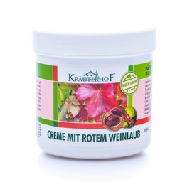 Kräuterhof® Creme mit Rotem Weinlaub (250ml) – hochwertige Bein- und Fußcreme mit Extrakten aus Rotem Weinlaub & Rosskastanie, eine pflegende Massage bringt Ihre Beine wieder in Schwung