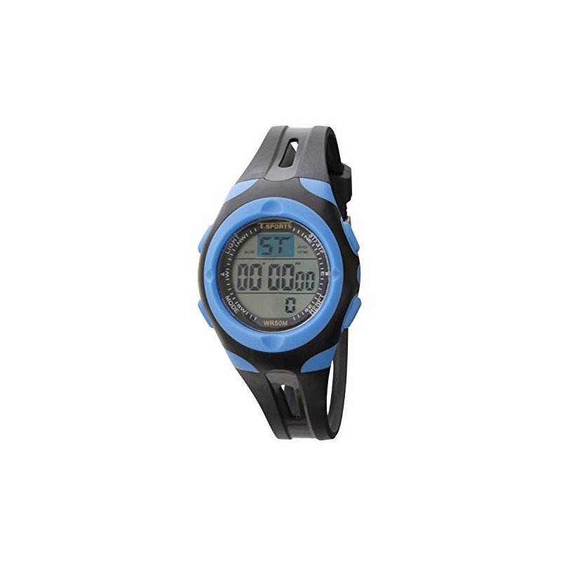 Klefer TS-D157-BL Digital Wristwatch, Waterproof, Multi-functional, Urethane Strap, Black, Dial