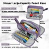 Large Pencil Case 3 Compartments Pencil Pouch Durable Pencil Case