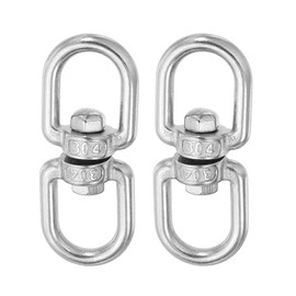 MECCANIXITY Heavy Duty M5 Double Swivel Eye Hook, 304 Stainless Steel Ended Eye to Eye Chain Swivel Shackle Ring Connector Load 150 KG/330 lbs for Hanging, Pack of 2