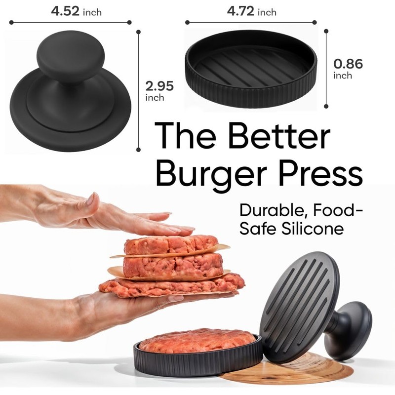 BRAVADIN Silicone Non-Stick Hamburger Press Patty Maker 1/3 lb with