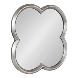 Kate and Laurel Krisi Glam Scalloped Wall Mirror, 28 x 28, Silver, Decorative Scallop Shaped Mirror with Irregular Flower Shaped Frame and Traditional Finish