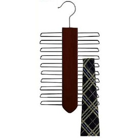 ClosetHangerFactory Walnut & Chrome Vertical Tie Hanger