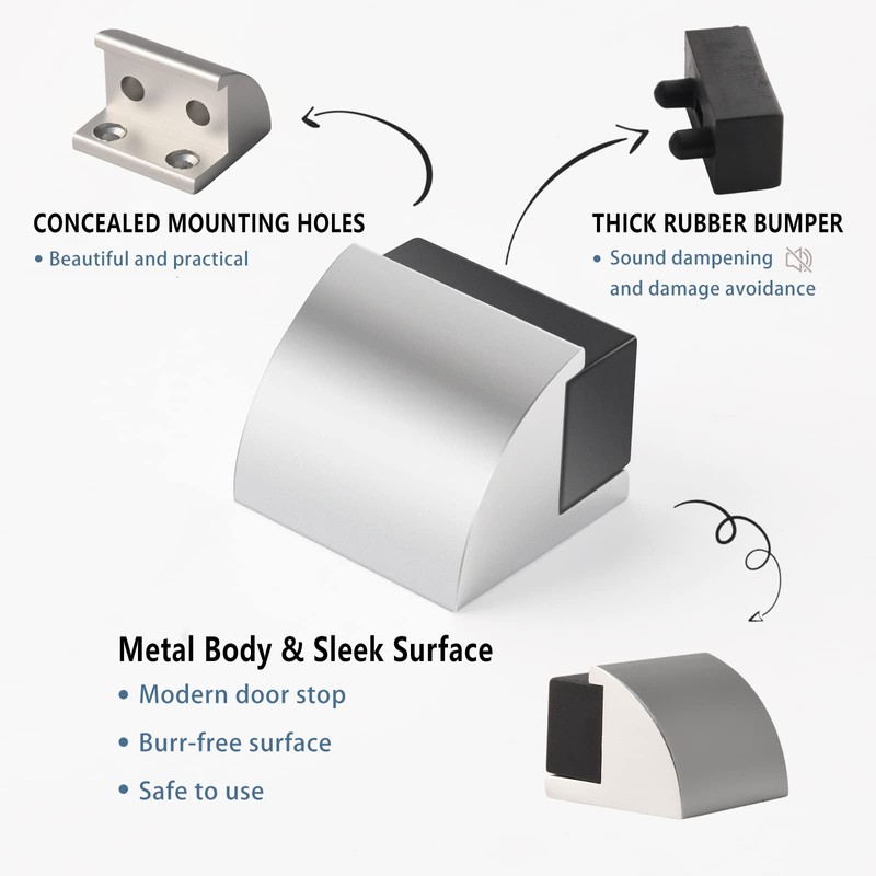 Door Stoppers, Floor Mounted Door Stops Rubber Black Door Stop