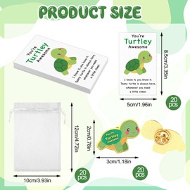 20 Sets You're Turtley Awesome Inspirational Gifts Bulk Positive Turtle Pins Turtle Greeting Cards and Organza Bags Employee Appreciation for Coworker Staff Volunteer Teacher Students Pocket Favor