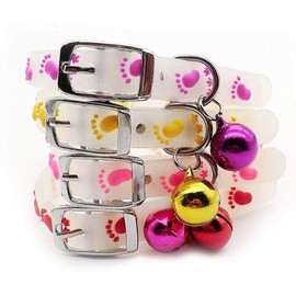 Generic Adjustable Multiple Colors Superb Style Pet Dog Rubber Silicone Cat Collar with Bell Puppy Collar Training Collar - Pack of 4 Pcs