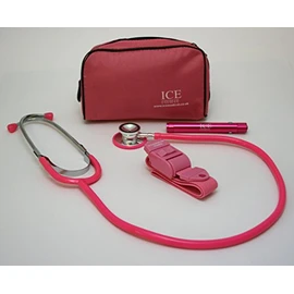 ICE Medical Pink LED Medical Pen Light/Pen Torch Stethoscope and Tourniquet in a Pink Bag