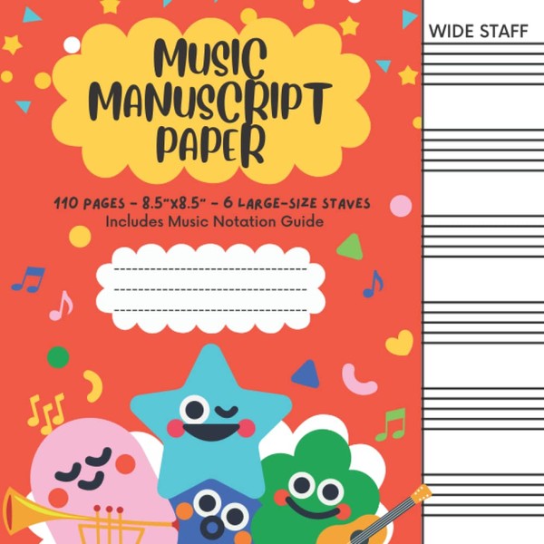 Wide Staff Music Manuscript Paper (Red Cover): Blank Sheet Music