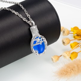 Tree of Life Urn Necklace for Ashes Teardrop Cremation Jewelry with Crystal Love Memorial Jewelry Ash Holder Birthstone Necklaces for Ashes Remembrance Funeral Pendant