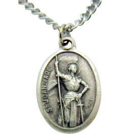WJH St Joan of Arc Medal 3/4 Inch Metal Saint Pendant with Chain