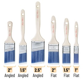 Bates- Paint Brushes, 6 Pack, Treated Wood Handle, Paint Brushes for Walls, Stain, Furniture