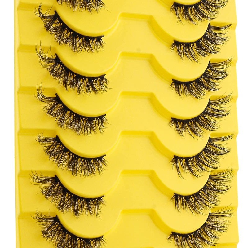 False Eyelashes Natural Half Lashes, 6D Cat Eyelashes Dramatic Fluffy
