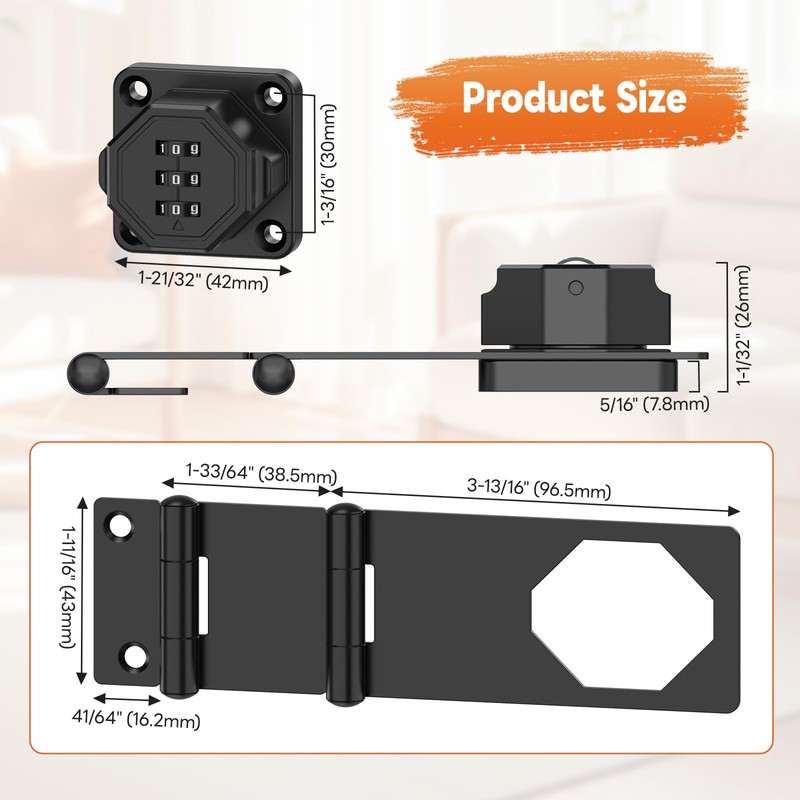 BiceNoning 90 Degree 3-Digit Combination Cabinet Lock, Zinc Alloy Keyless