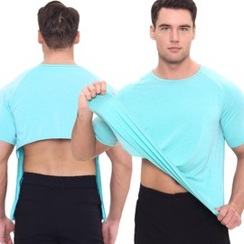 Landofgenie Backless Surgery Recovery Shirts for Women Men Suitable for Back Treatment Hospital, Nursing, Homes Massage Cyan S