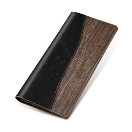 Men's Long Wallet, Thin Leather, Pueblo Leather, Bifold Wallet, YKK Zipper, Coin Purse, Compact, 7.1 inches (18 cm), Bill Compartment, Long, Thin, Woodgrain Leather, Men's, Stylish, Popular, Gift