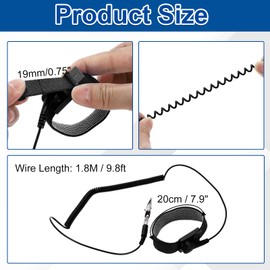 MECCANIXITY 10Pcs Anti Static Wrist Strap Black 7.9" Perimeter ESD Anti Static Wristbands with Alligator Clip Length 1.8M Adjustable for Sensitive Electronic Devices