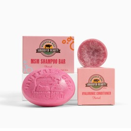 MSM Shampoo Bar + Hyaluronic Hair Conditioner Bar, Solid Bar Shampoo and Conditioner for Hair Growth, Non-Soap, For All Hair Types, Floral, Set of 2