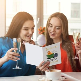 Funny Thank You Card with Envelope - 5.5"x8" Dumpster Fire Appreciation Card with Seal Sticker Humor for Tough Times Support Coworker Teacher Friend Boss Gold Foil Design Thank You Gifts