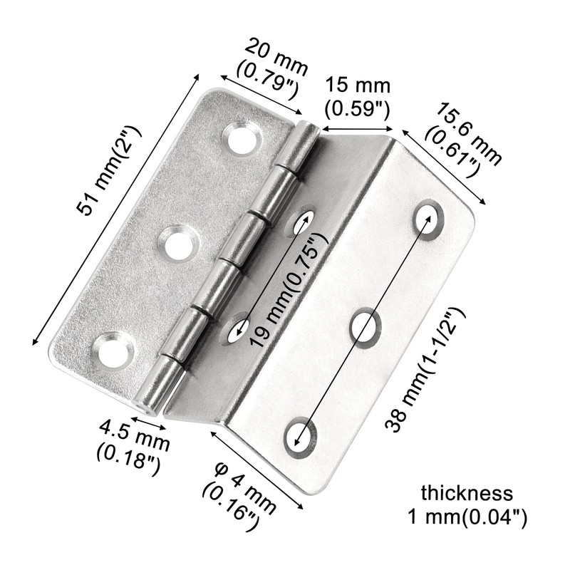 10 Pack 2" Chest Hinges - Nickel, Swing Clear, Expandable