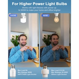 HAPYTHDA Wireless Light Switch Kit for 500W E26/E27 Bulb Base Holder