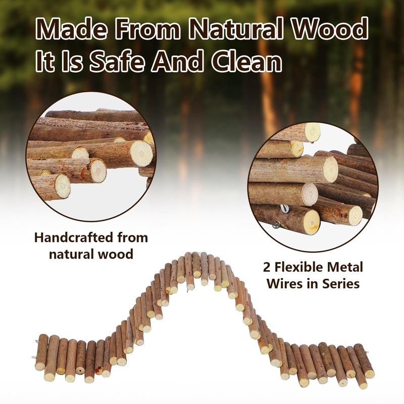 GGFOXLEW 11.8in Wooden Hamster Fence, Flexible Hamster Bridge, Chewable Hamsters
