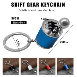 Yourkar 2 PCS Car Gearbox Keychain, Manual Shifter Gearbox Key Chain, Gear Casing Keyring with Transmission Stick, Car Accessories (Black+Blue)