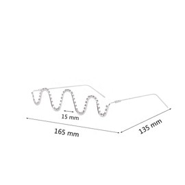 Naimo No Lens Eyeglasses Diamond Decor Wave Half Glasses Metal Frame Sunglasses Retro Women Glasses Without Lens