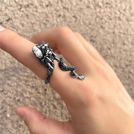 HETICA Vintage Gothic Dragon Ring, Adjustable Dragon Rings Finger Wrap Ring of Power Jewelry Gifts for Men Women