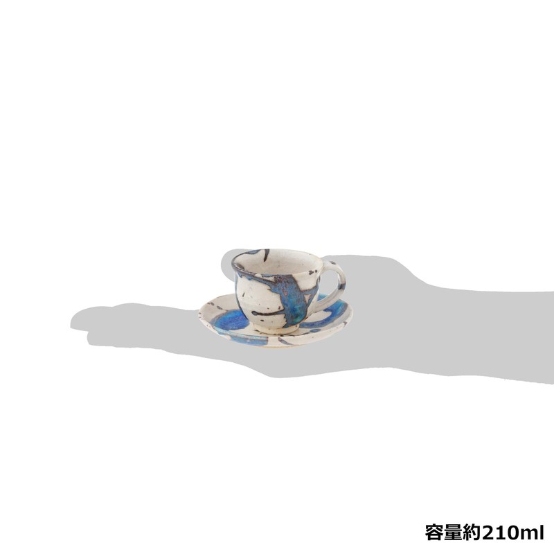 Marui Pottery MR-3-4398 Shigaraki Ware Hechimon Cup & Saucer, Capacity: