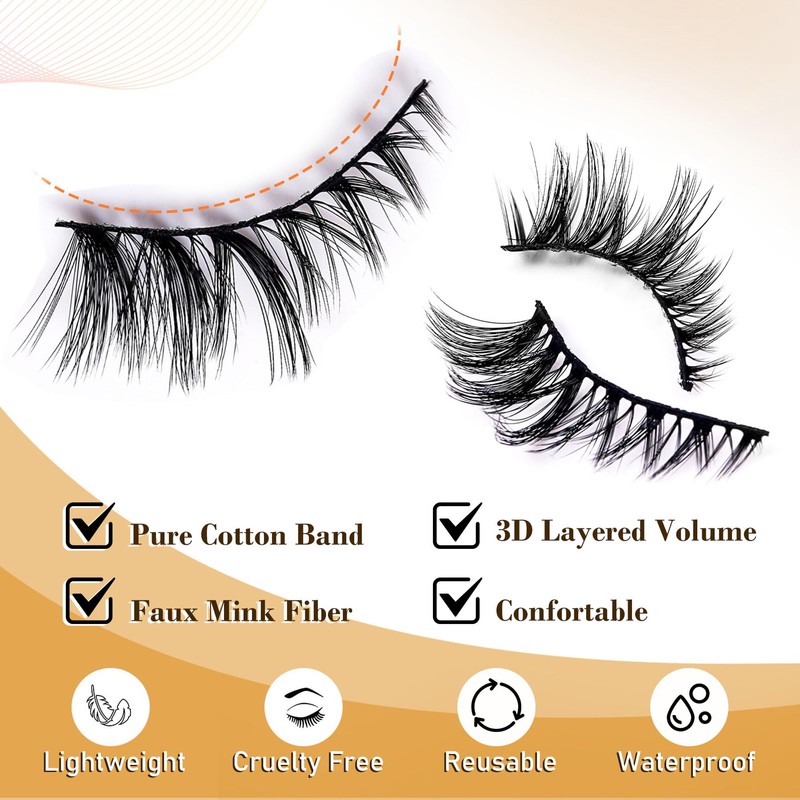 TORMEN Fox False Eyelashes, 5 Pairs Faux Mink Eyelashes with