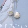 TseenYi Large Pearl Studs Earrings Gold Pearl Button Stud Earrings