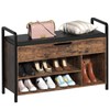 EasyCom Wooden Shoe Cabinet with Cushion- Shoe Bench with armrests