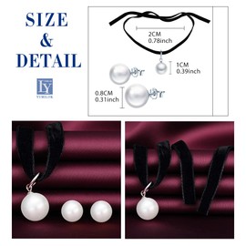Yumilok Pearl Jewellery Set for Women Stud Earrings Choker Necklace Set
